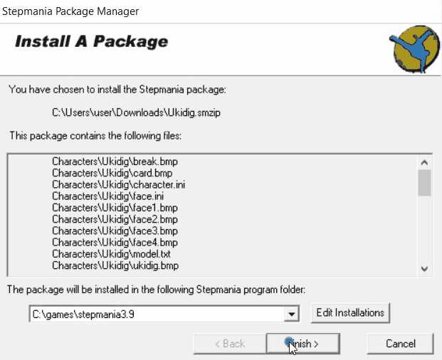 StepMania 3.x installing characters and other packages.