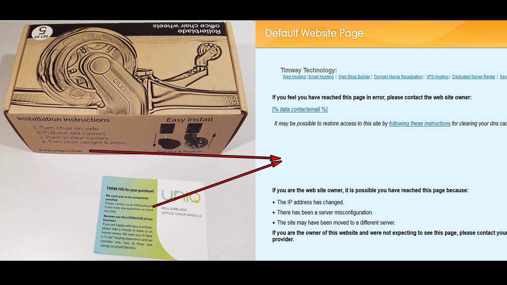 uniq rollerblade wheel caster box and postcard.